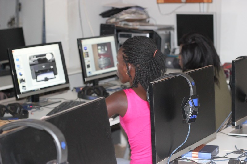 girls studying in develop afria sierra leone computer lab