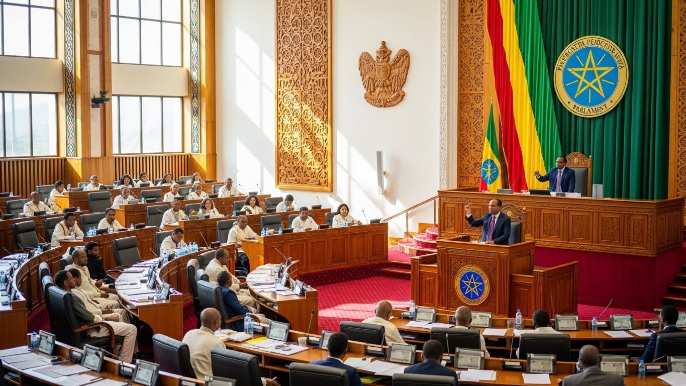 ImageFX. An image of a parliament session in Addis Ababa