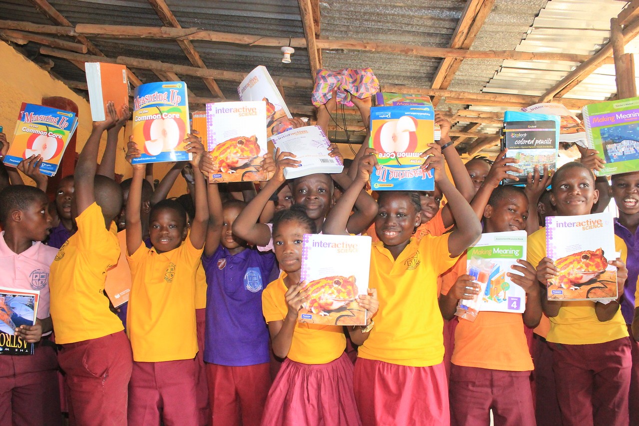 School chldren happy with their gifted books
